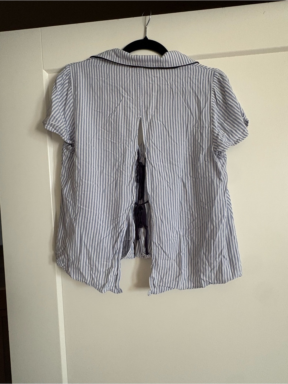Saturday Sunday Blue Striped Two-Piece Pajama Set with Embroidered Hem - Picture 4 of 5